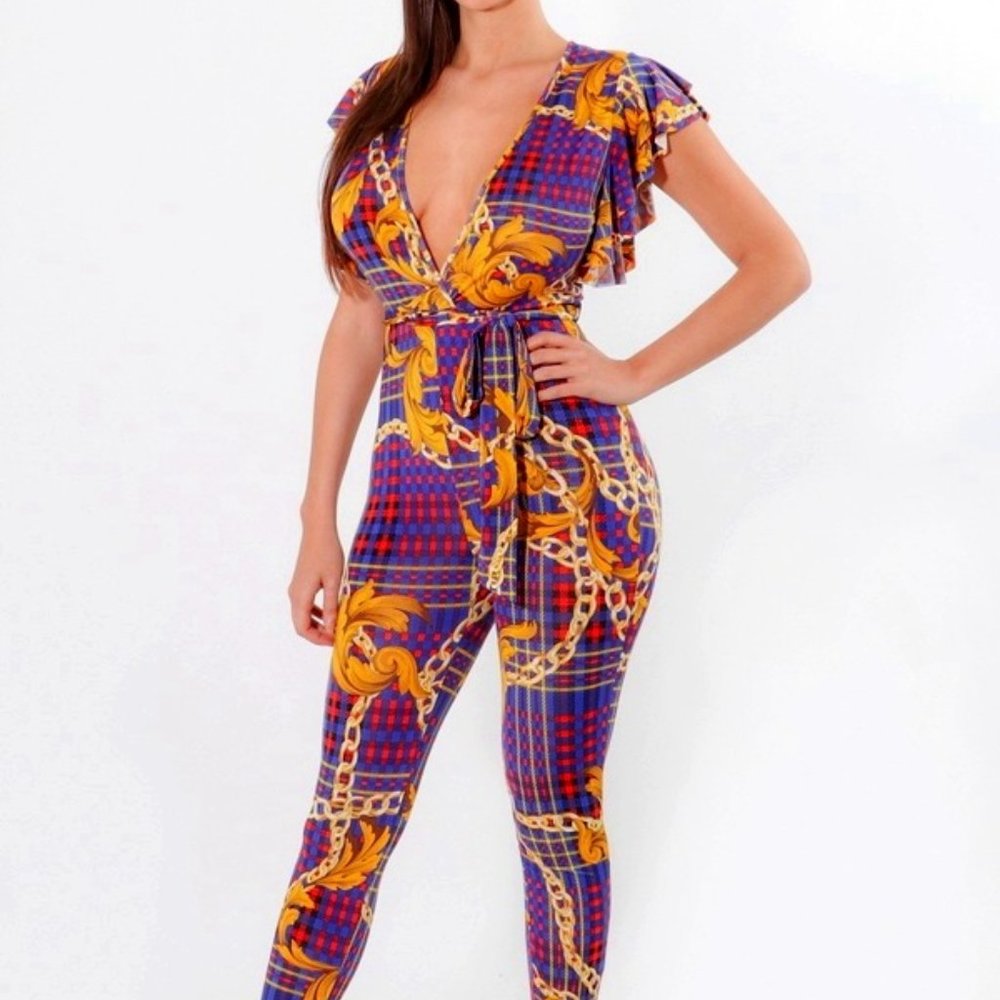 Stylish Jumpsuit Chain link print design